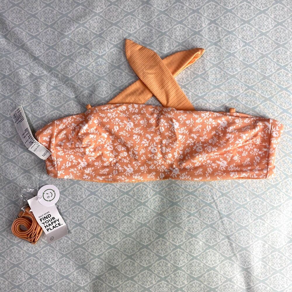 [S] NWT Gilly Hicks Reversible Bandeau Bikini Top | Light Orange | Size: SMALL